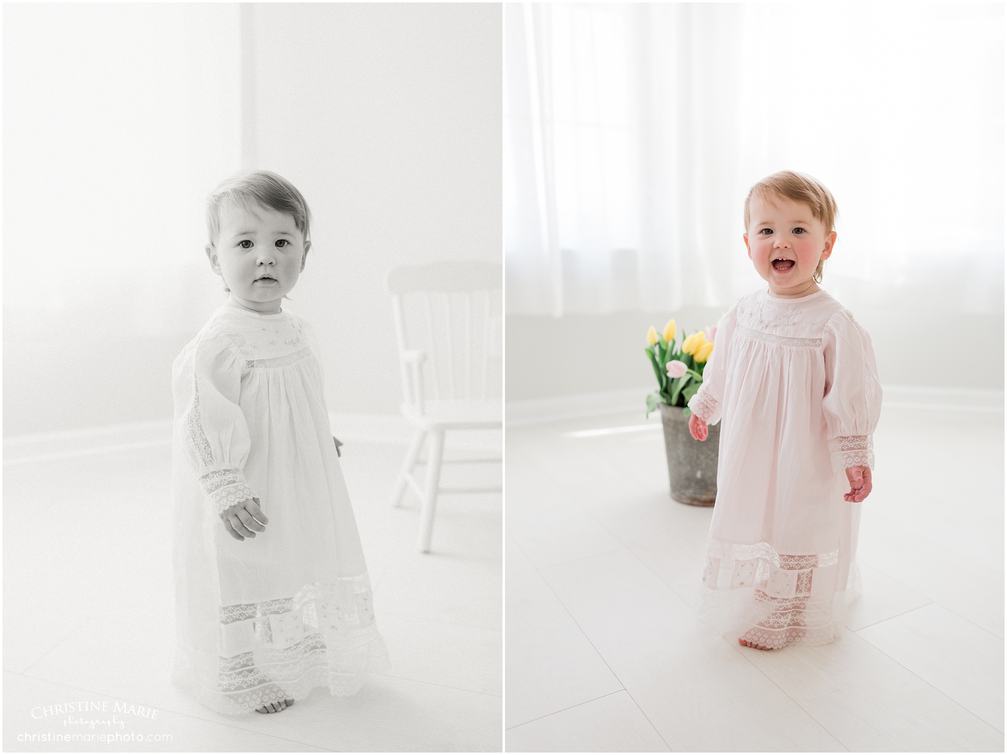 simple baby photos, vintage night gown