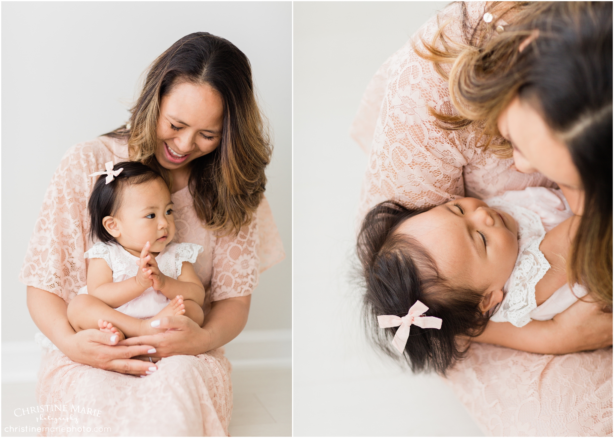 mom and baby girl, 7 month photos