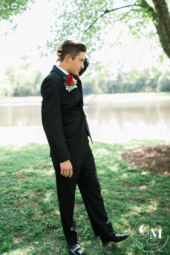 Prom night handsome-tux with red rose 