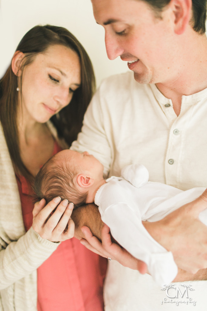 light filled portrait-new family of three 