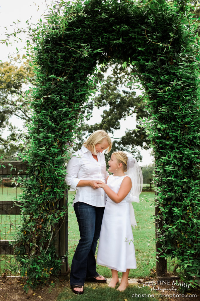 mother and daughter first holy communion portrait 