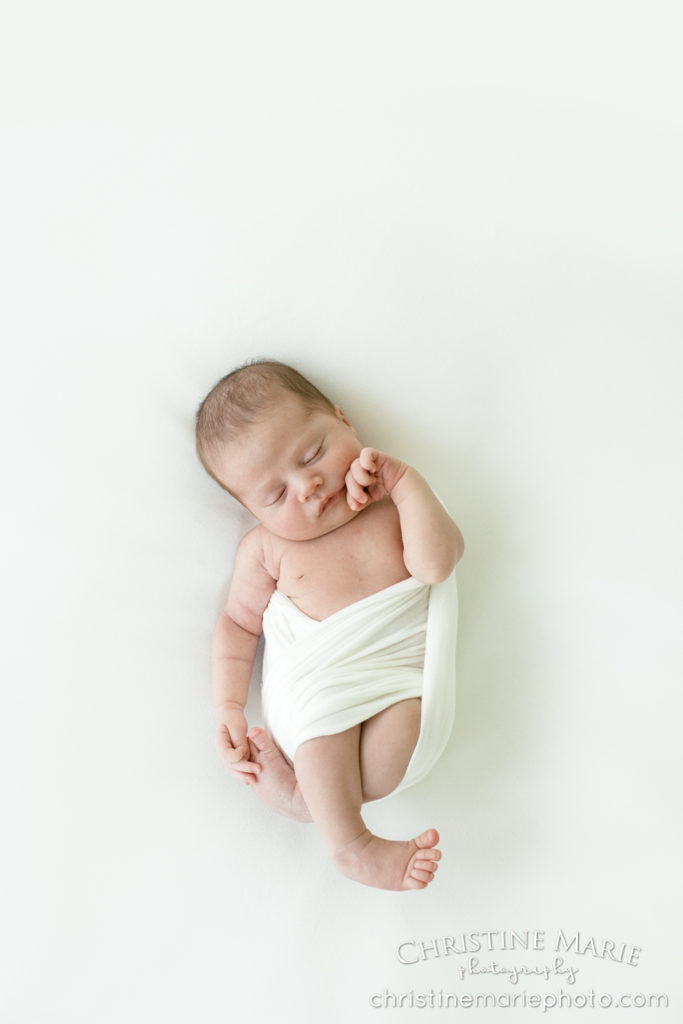 newborn baby portrait from above