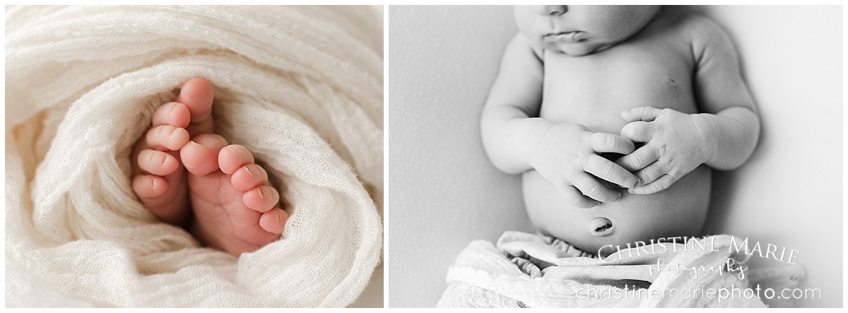 newborn baby hands feet and belly button