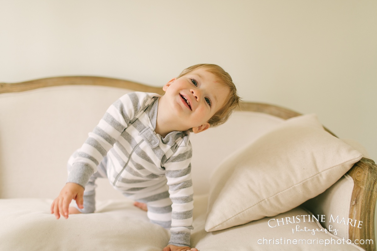 little boy in hanna jammies christmas