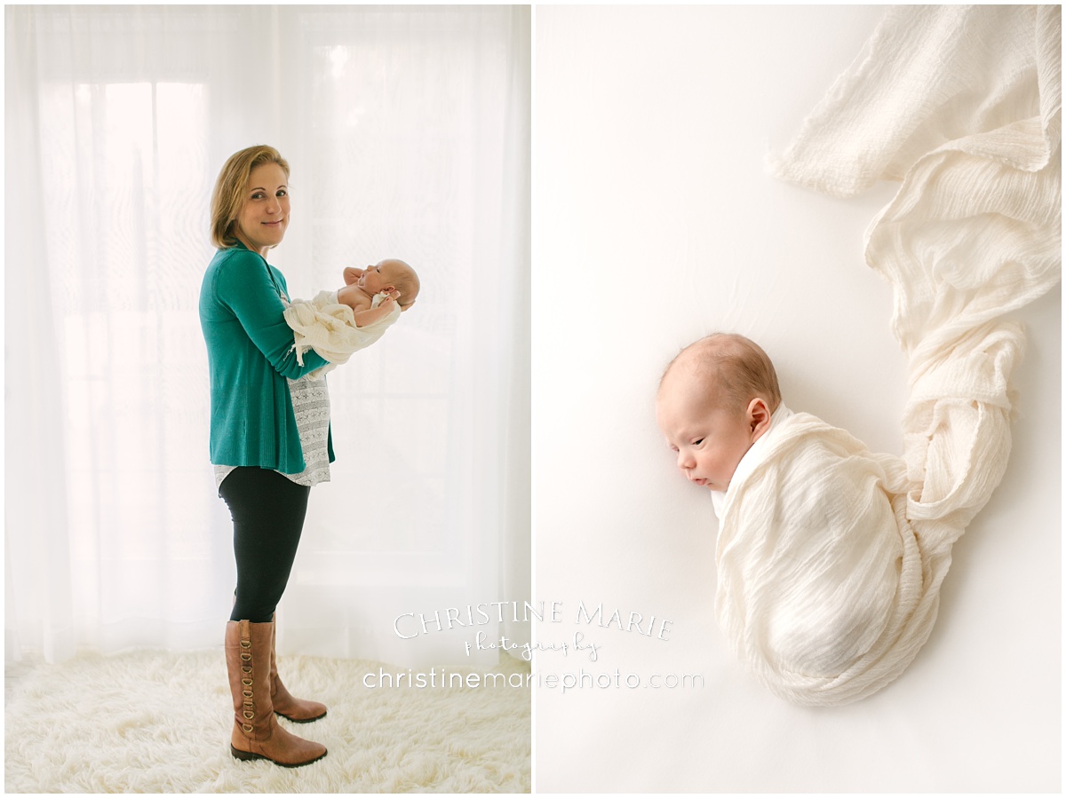 studio newborn session with mother