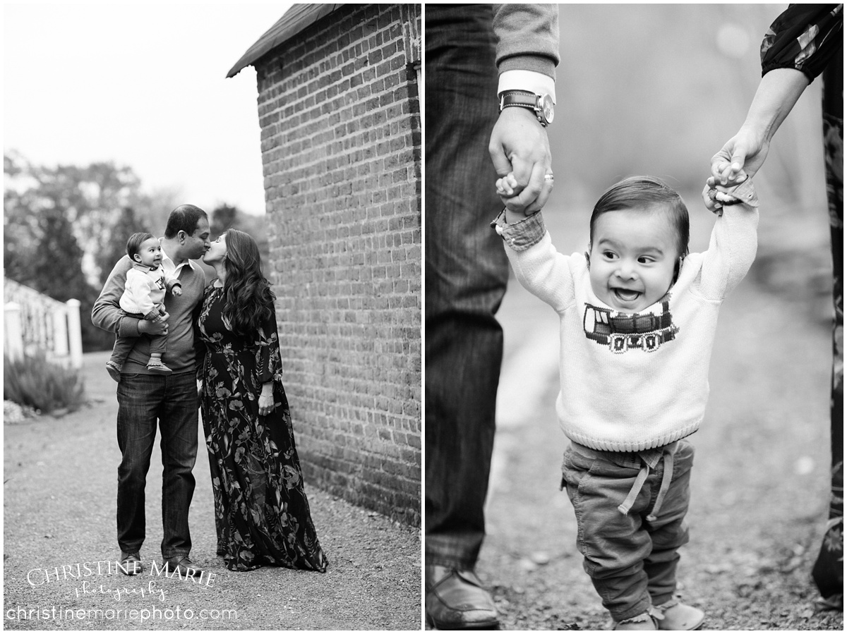 black and white family of 3 portrait atlanta