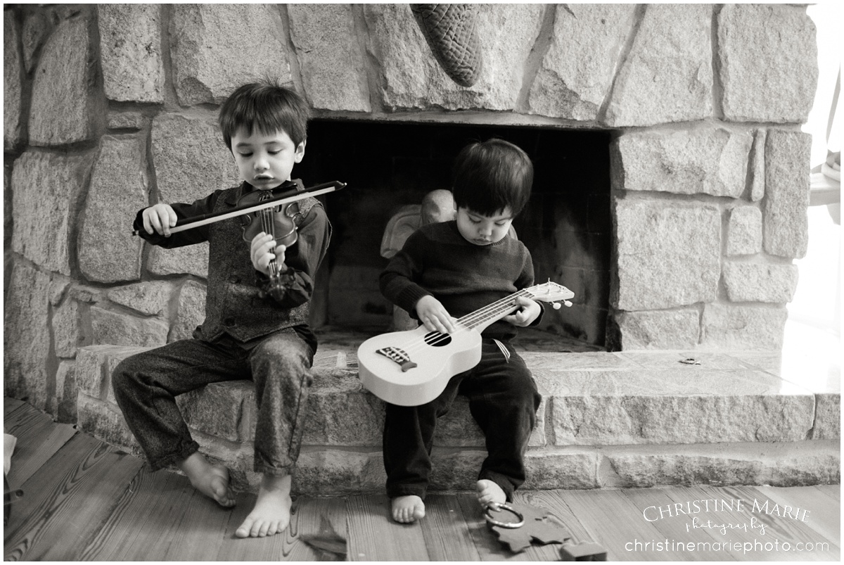 little brothers playing instruments 