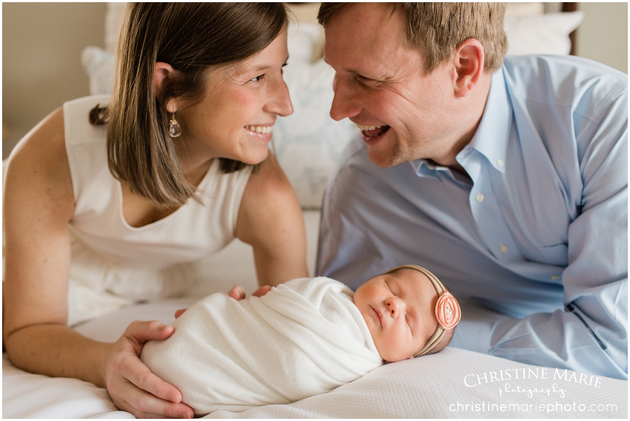 happy parents with new baby, atlanta newborn photographer