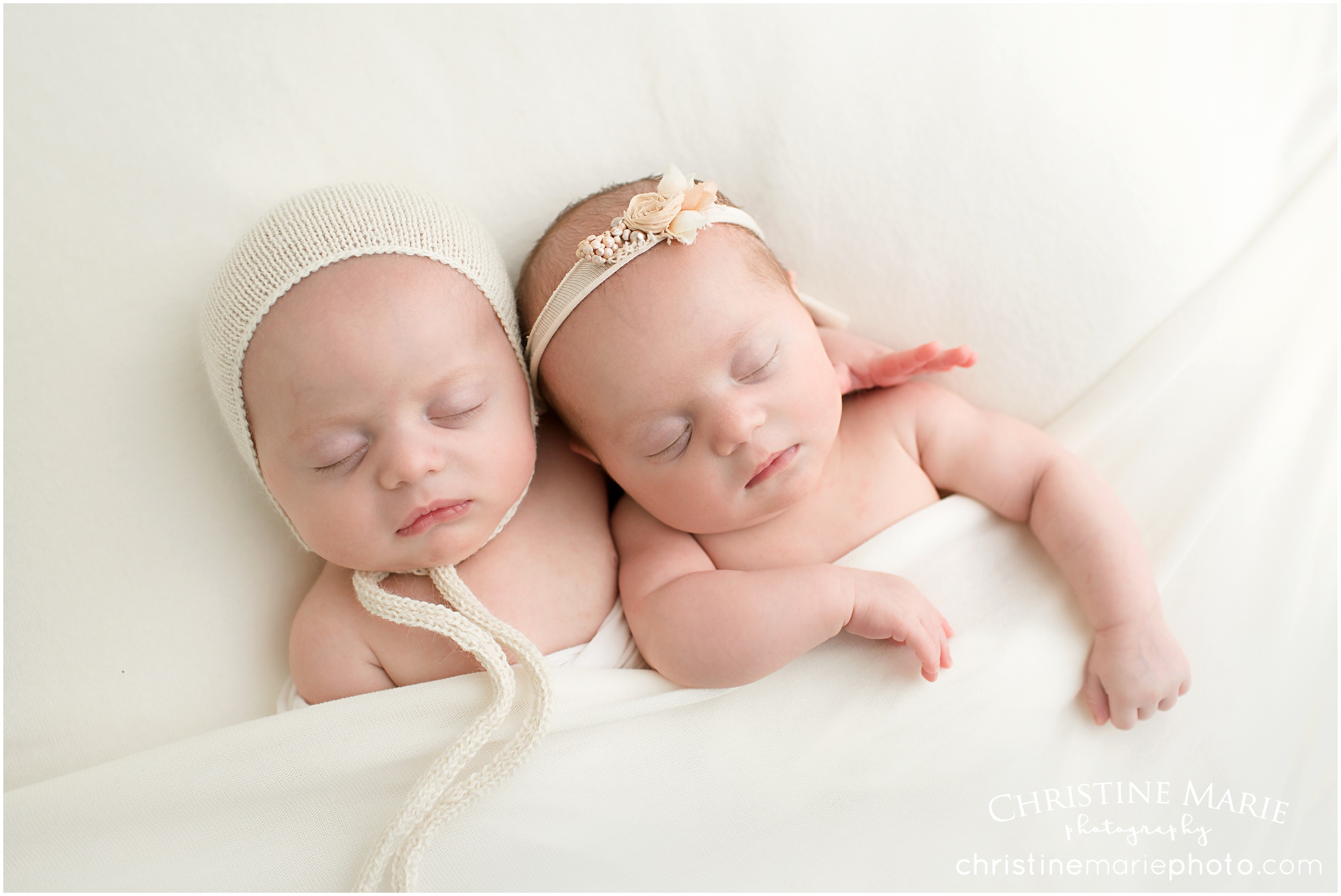 sleepy newborn twins - christine marie photography atlanta