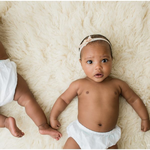 6 month old sister twins - studio milestone session | Alpharetta Baby Photographer