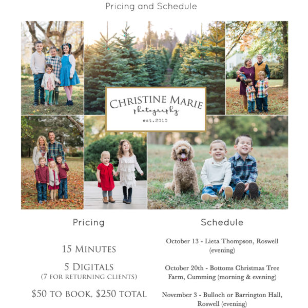 Fall Mini Session Schedule - Christmas Tree Minis | Alpharetta Family Photographer