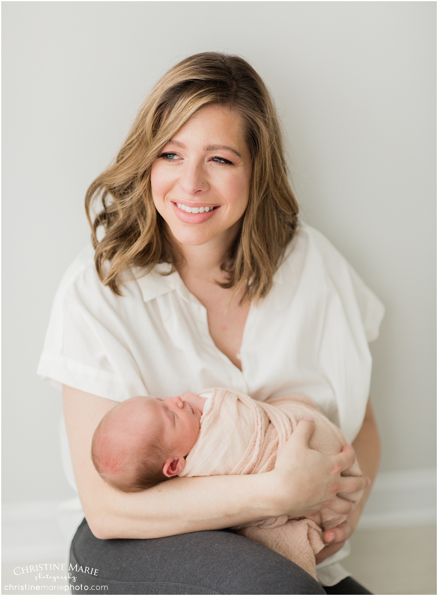 new mom with baby girl, christine marie photography
