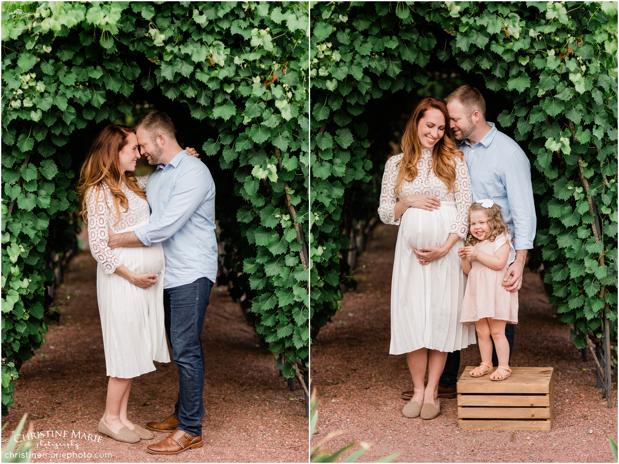 family photo under ivy arch
