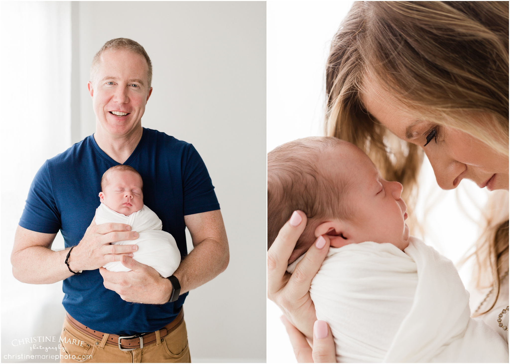 mom and dad portraits with newborn