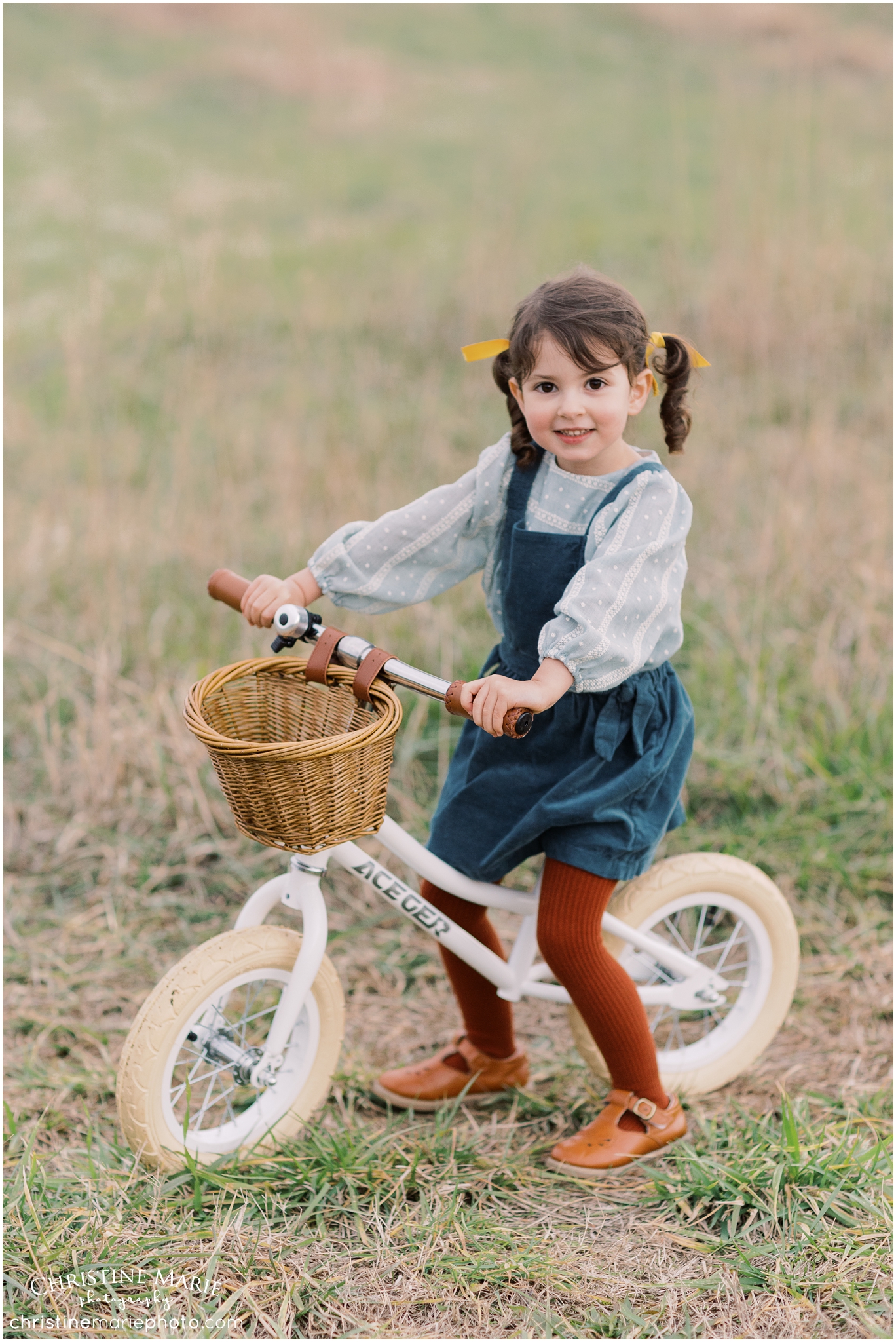 vintage style little girl on bike
