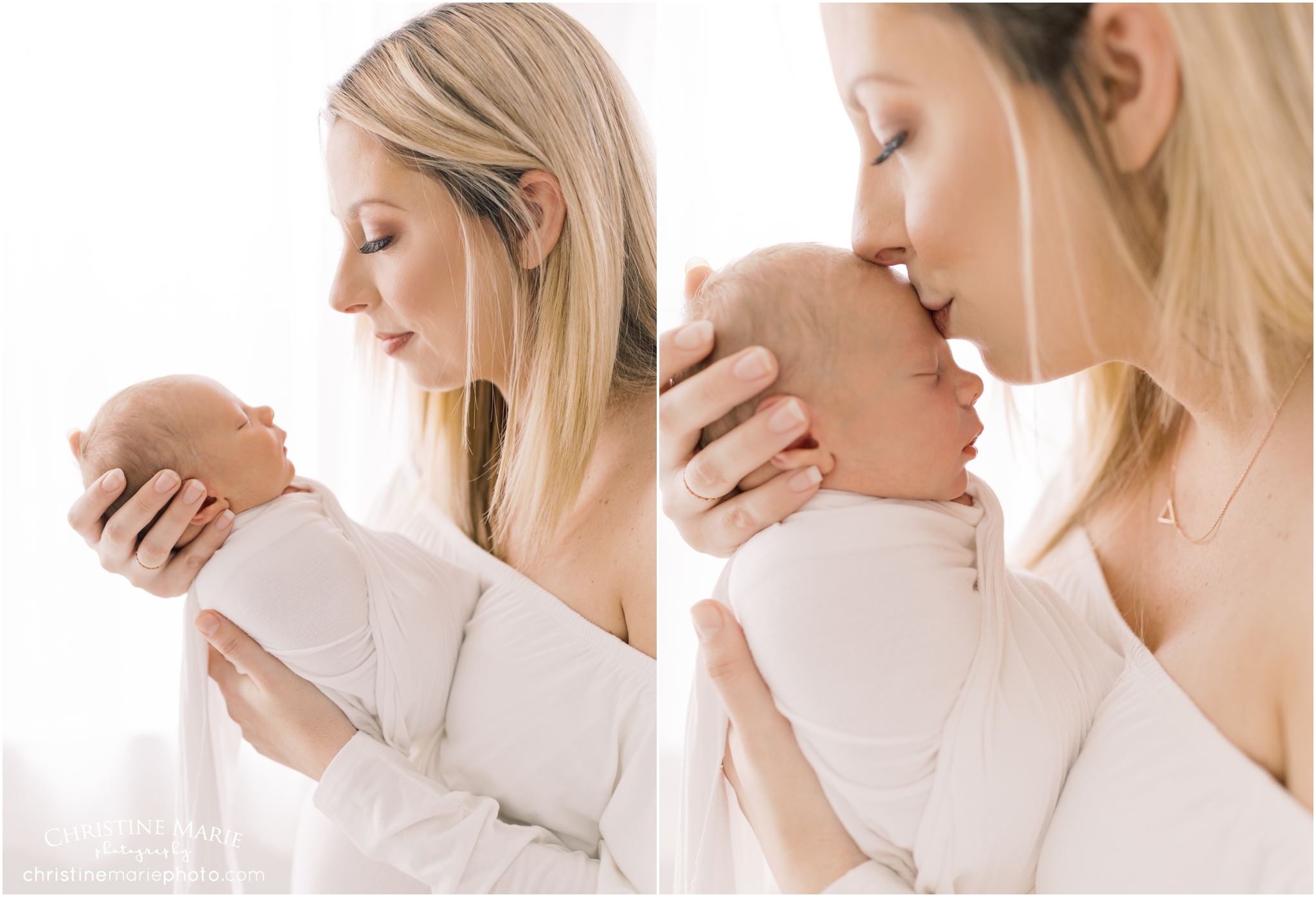 mom and newborn son portrait 