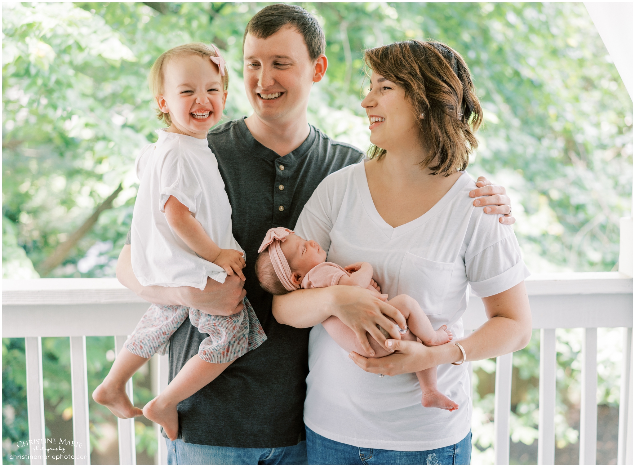 family photo during lifestyle newborn session in Altanta