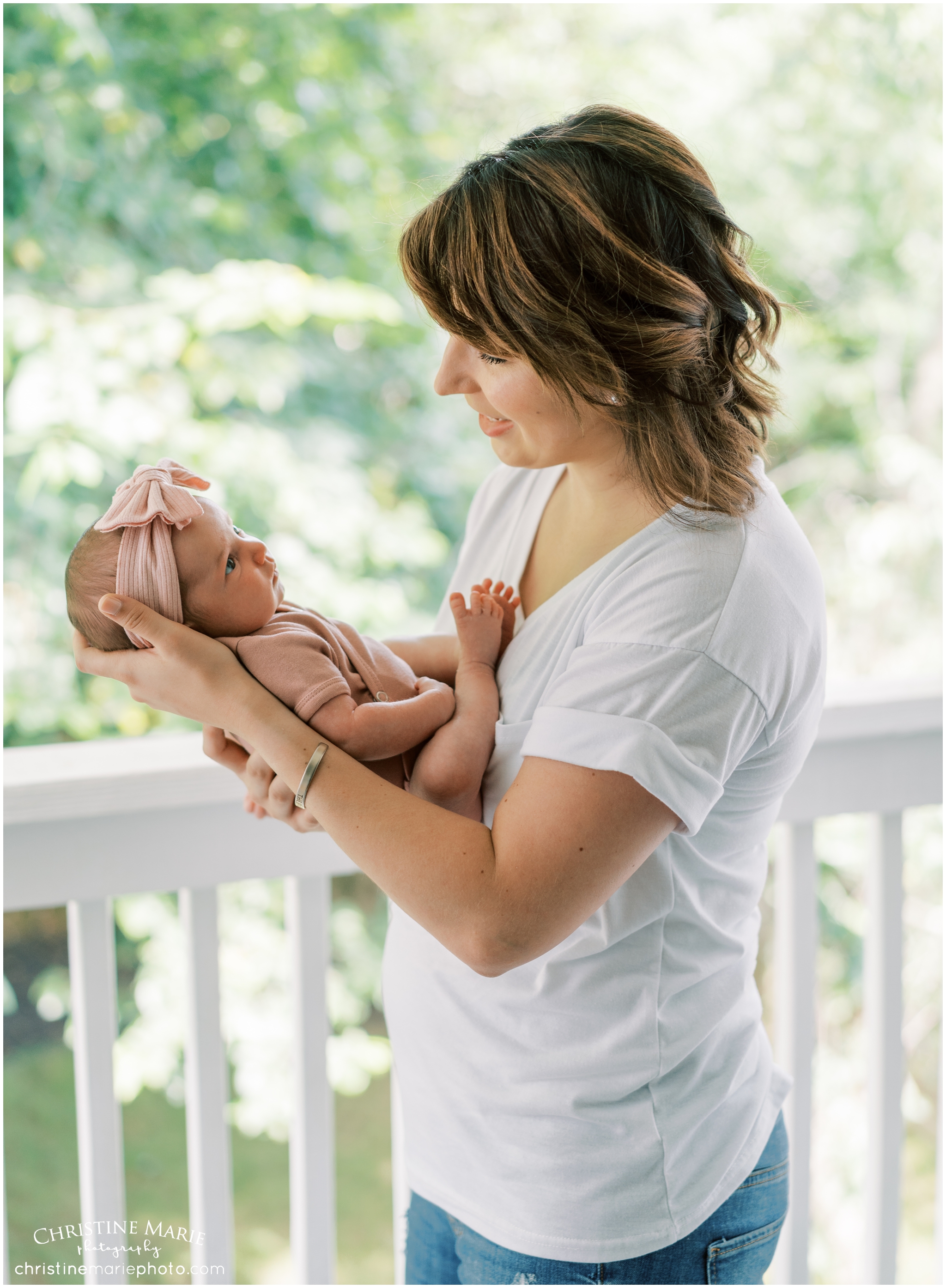 mom and baby during lifestyle newborn session in Atlanta