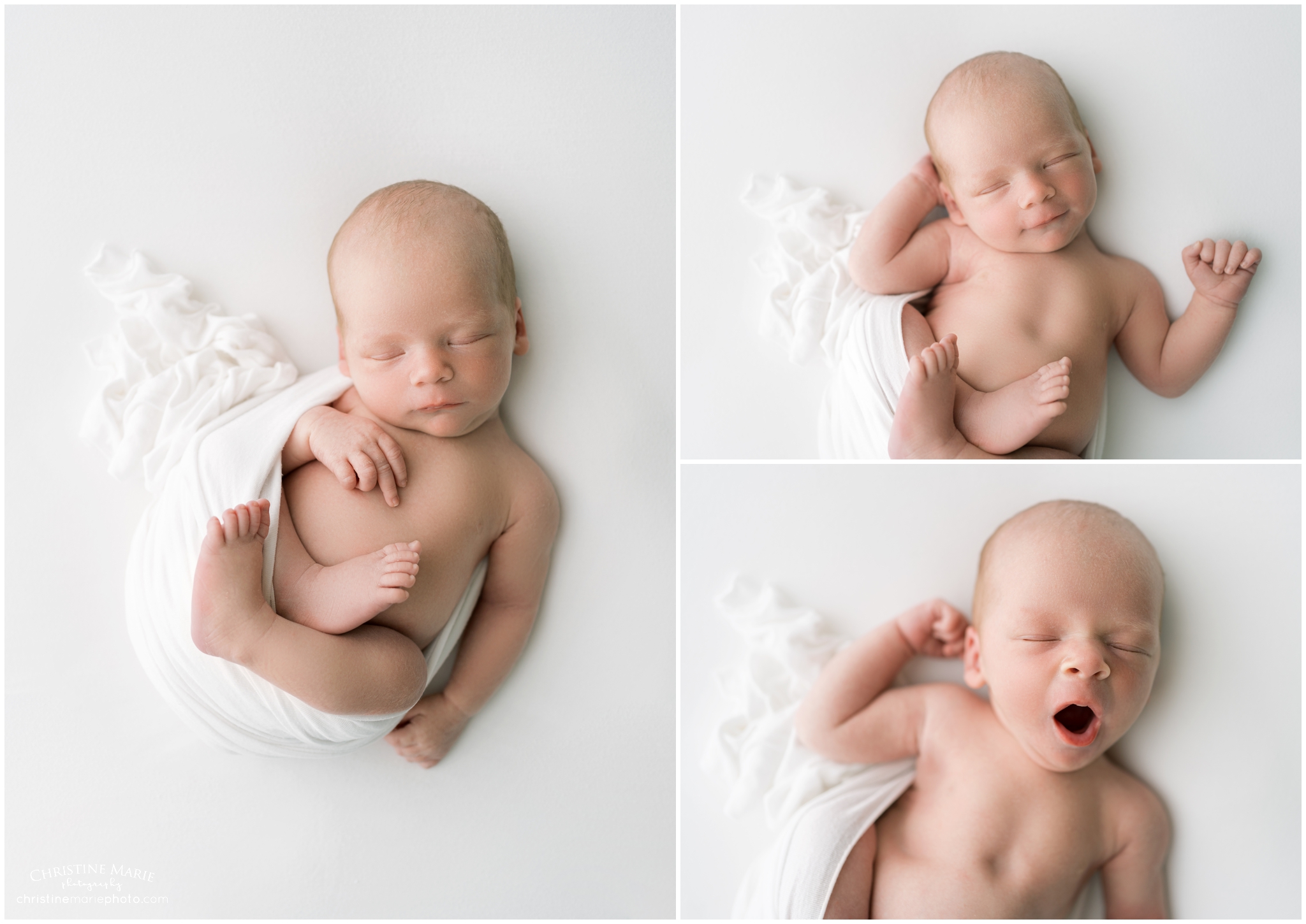 Natural and clean newborn photography on white