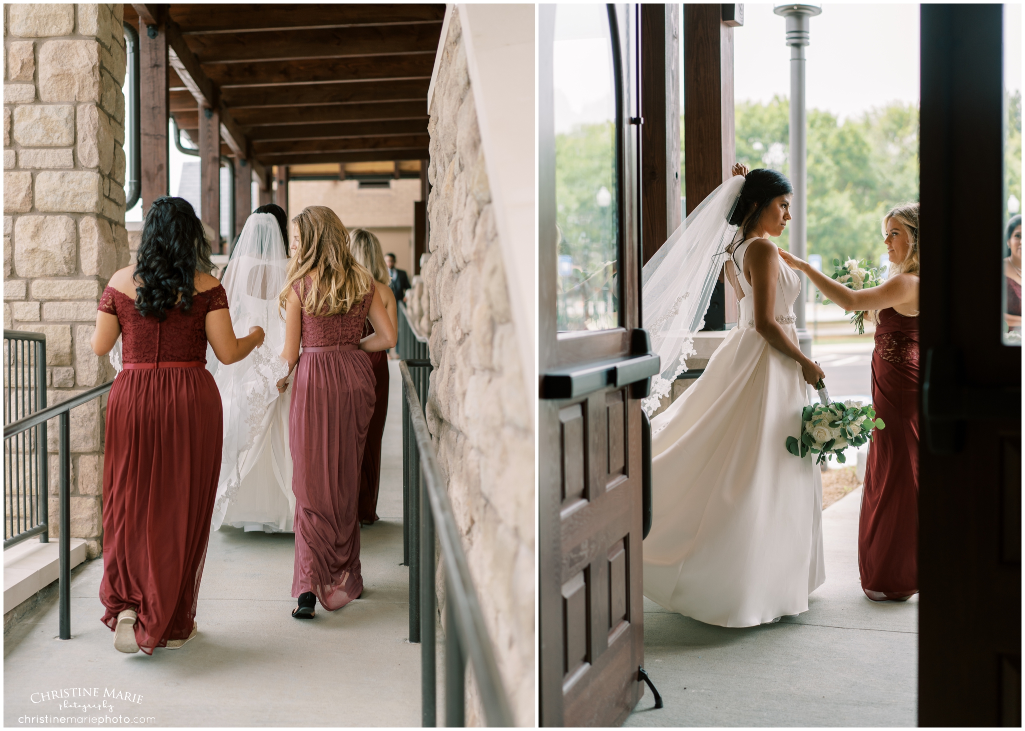 bride arrives at St. Brendans Catholic Church in Cumming