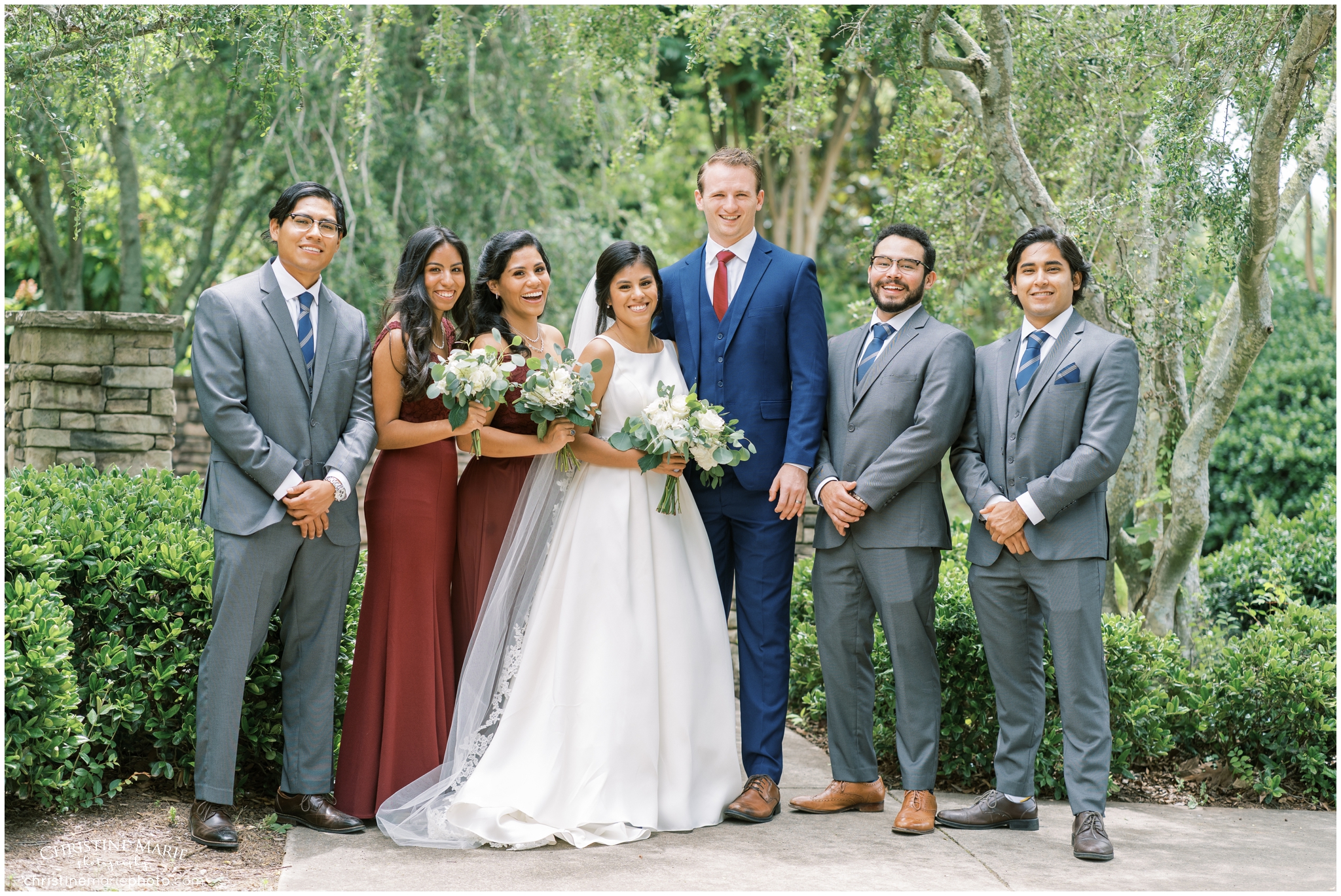 wedding party photos at St. Brendans Catholic Church in Cumming