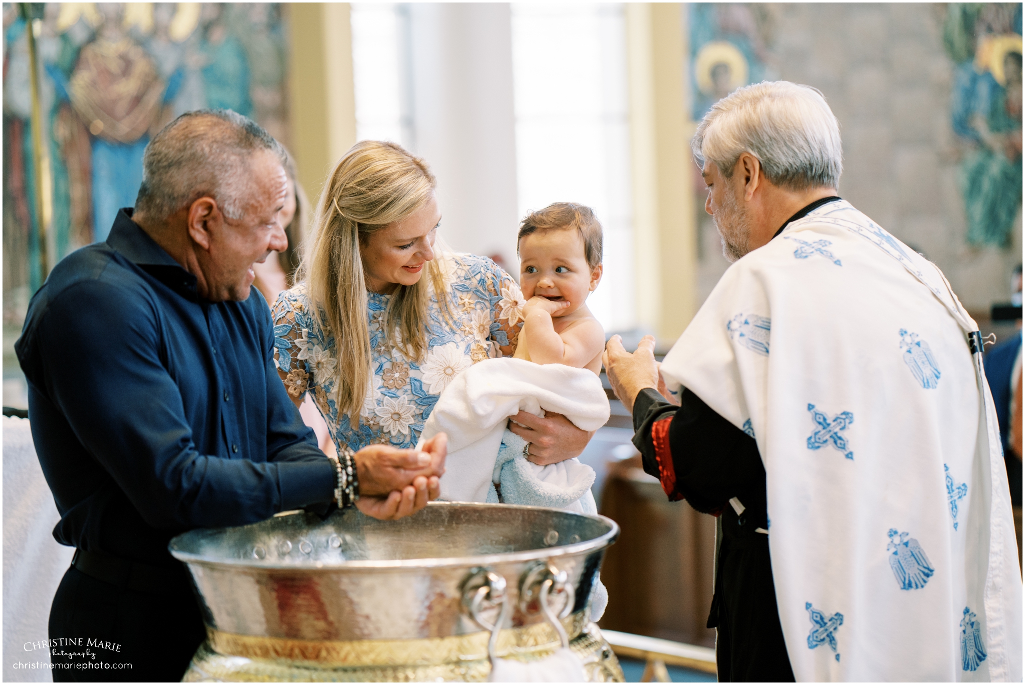 baby boy preparing for greek orthodox baptism in Atlanta