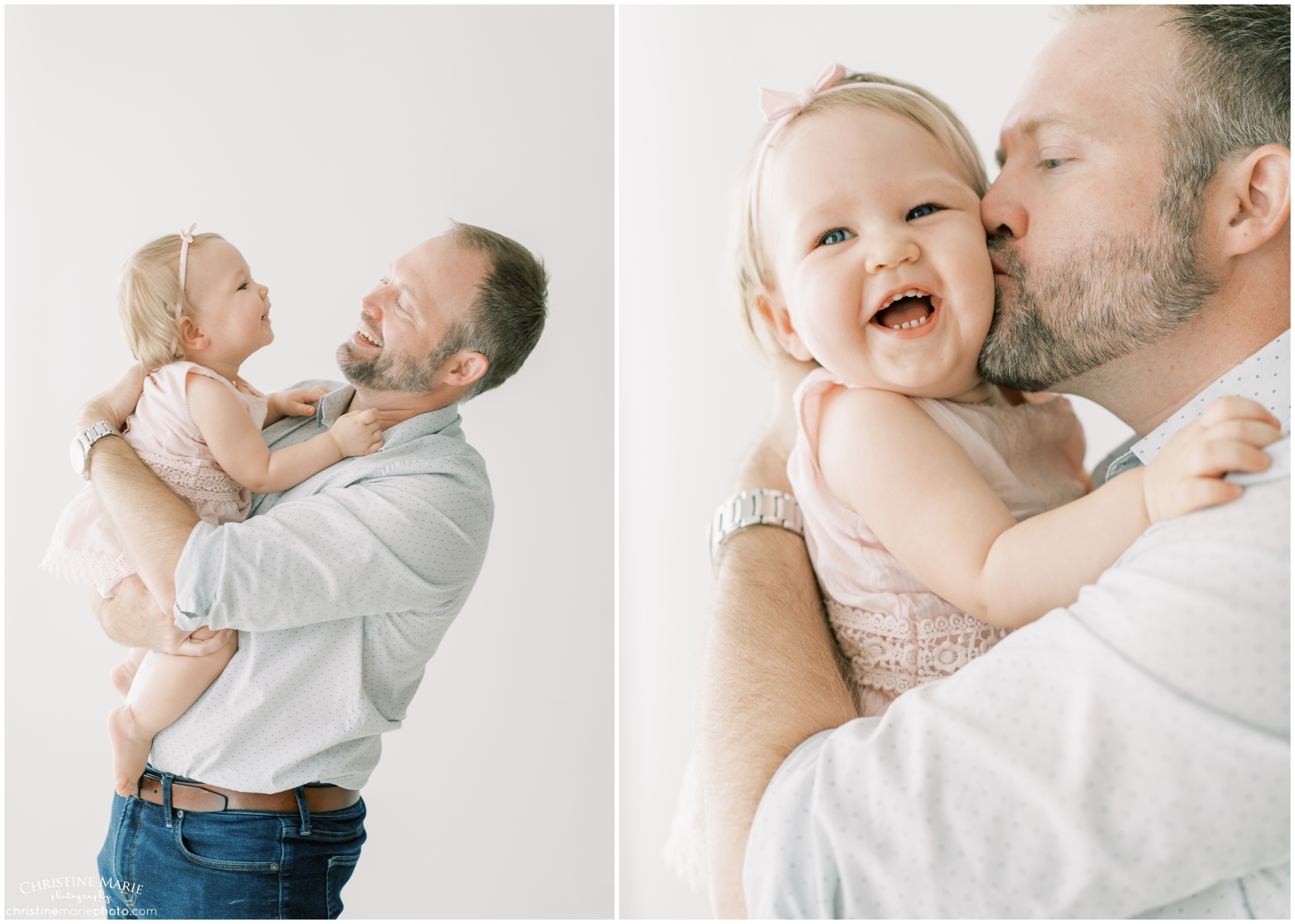 dad and baby girl photos in cumming photography studio