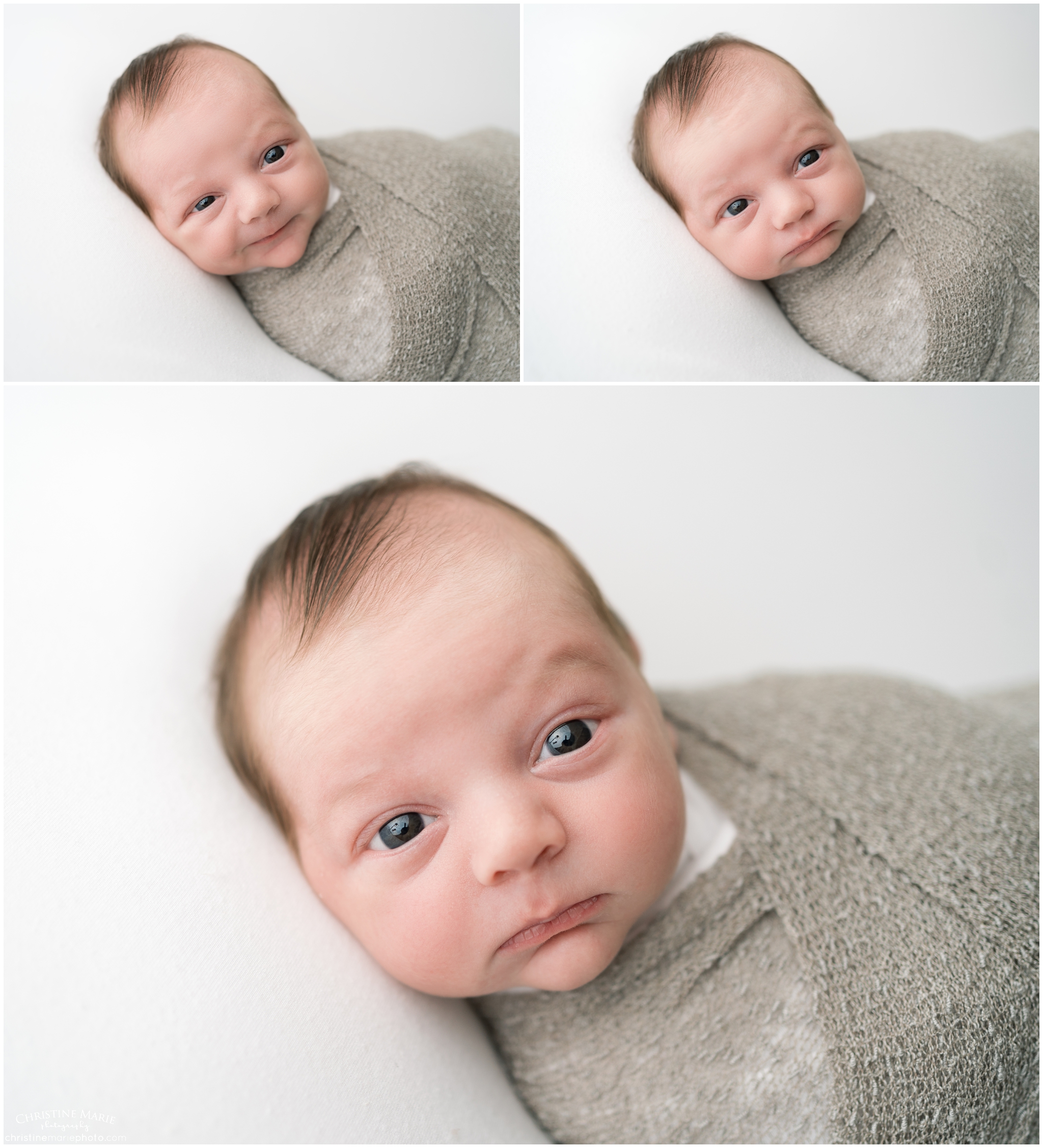 cumming newborn photography of baby boy and his wide eyes