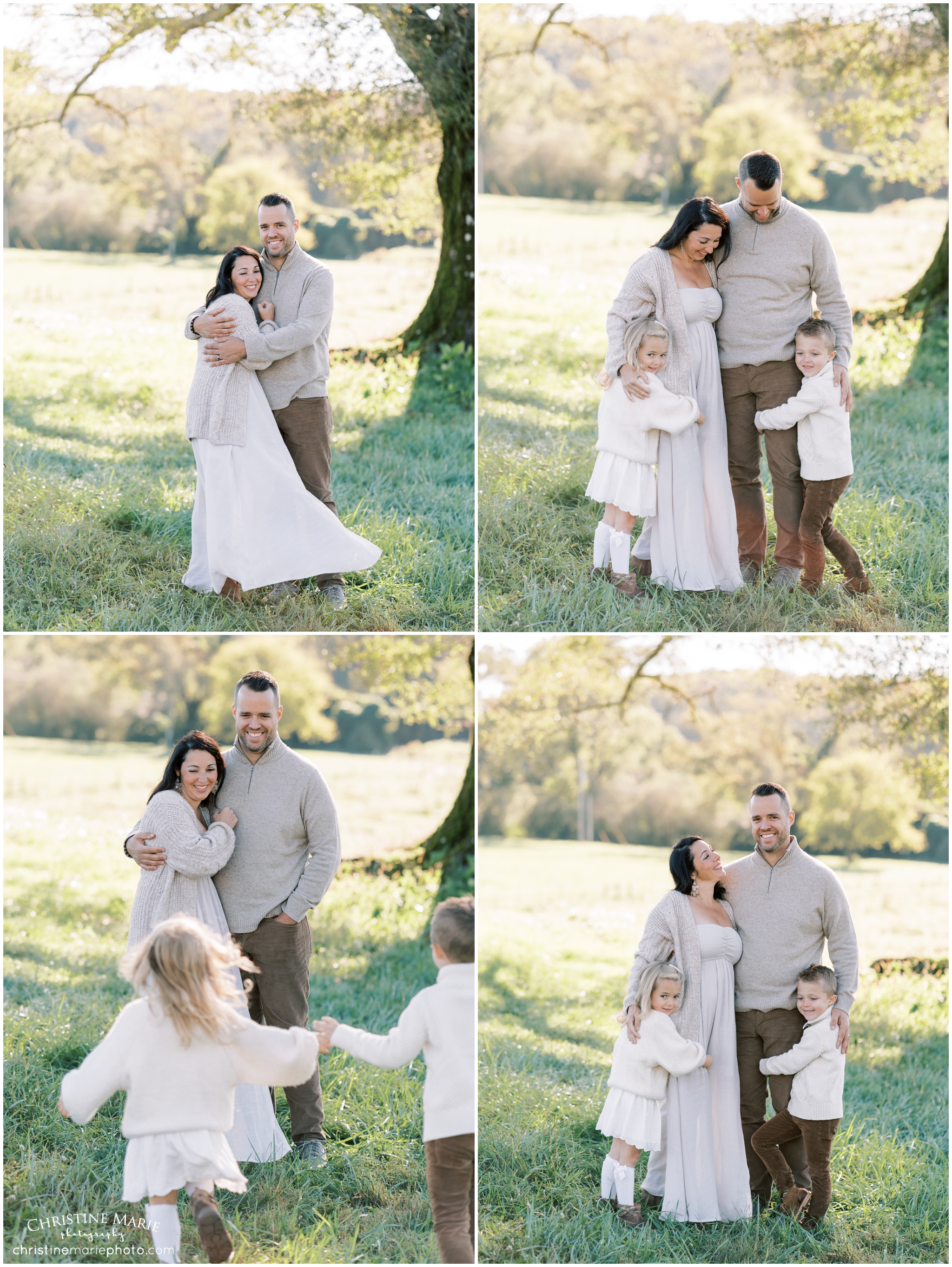 light and airy family photos in a big field in atlanta