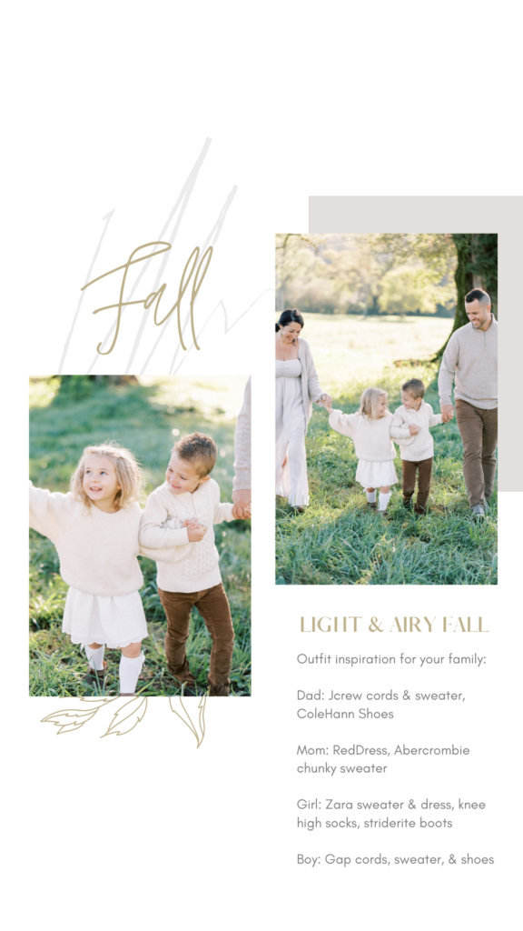 fall family photo outfit ideas light and airy