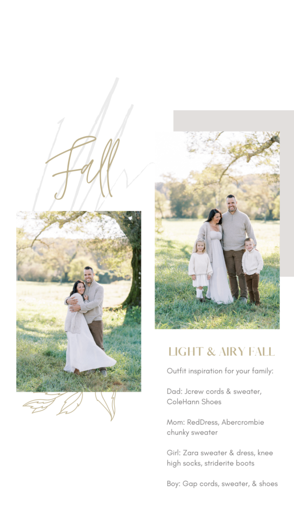 fall family photo outfit ideas light and airy
