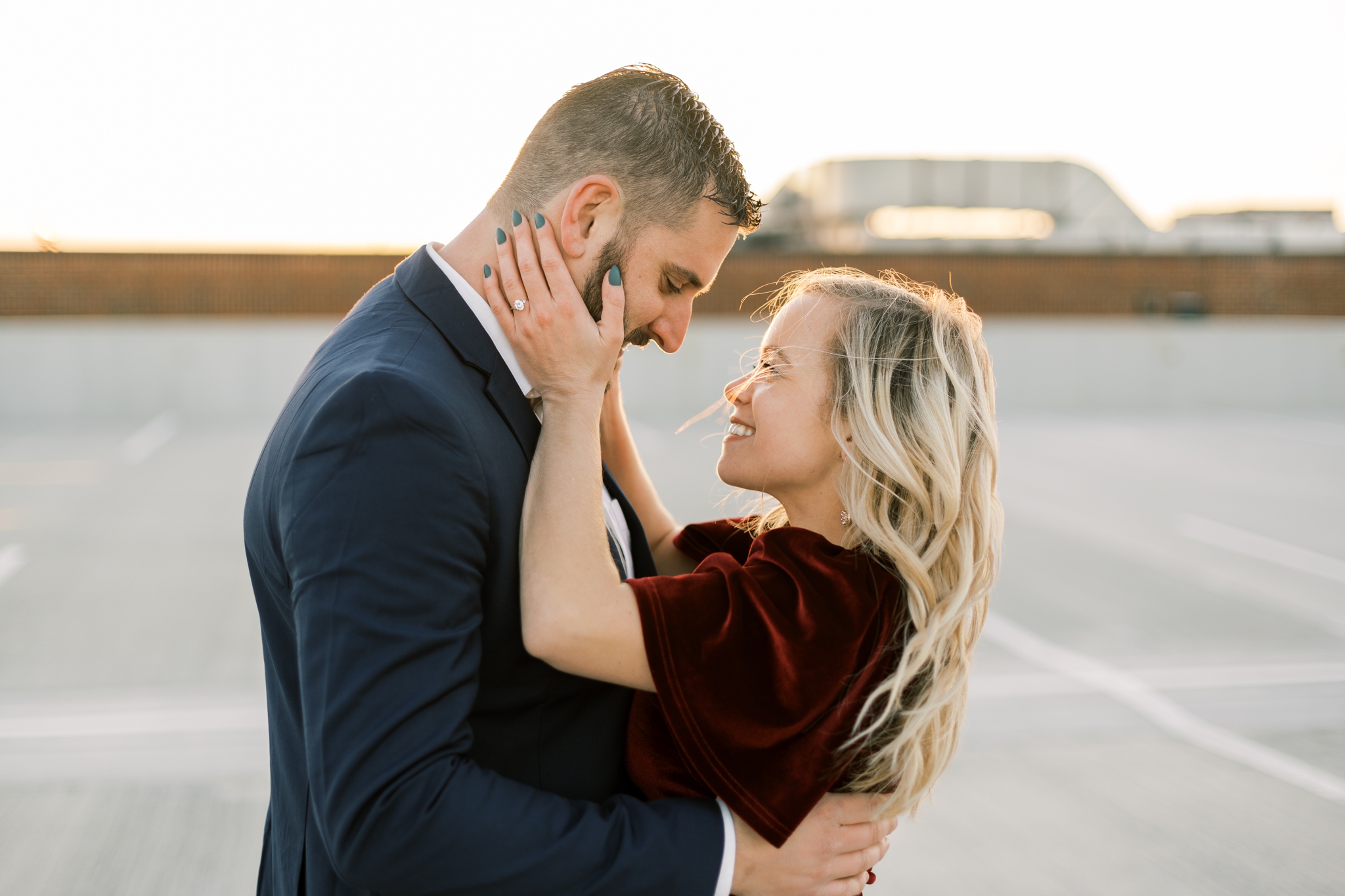 sunset parking deck engagement photos, atlanta ga