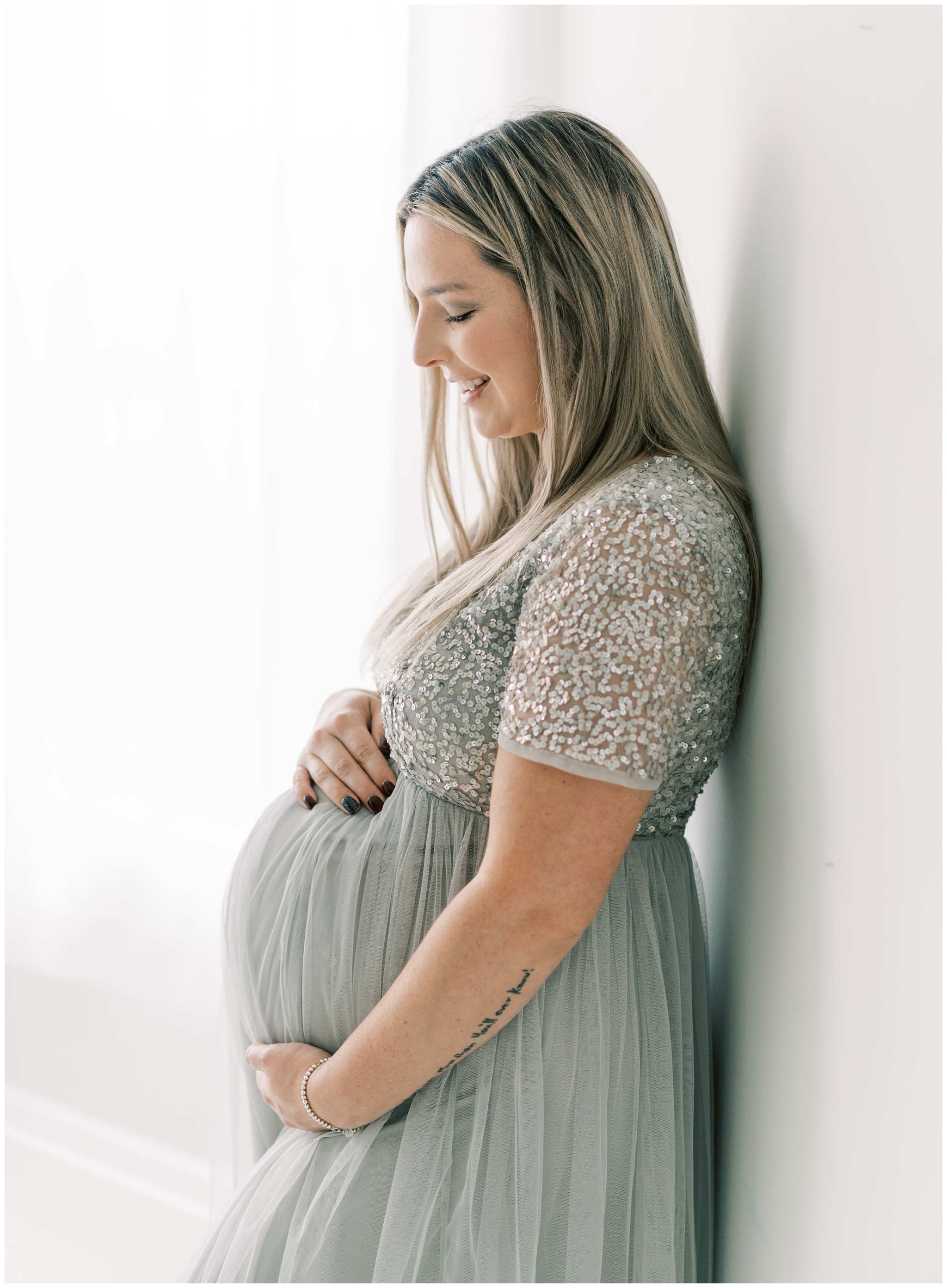 light filled studio maternity portraits