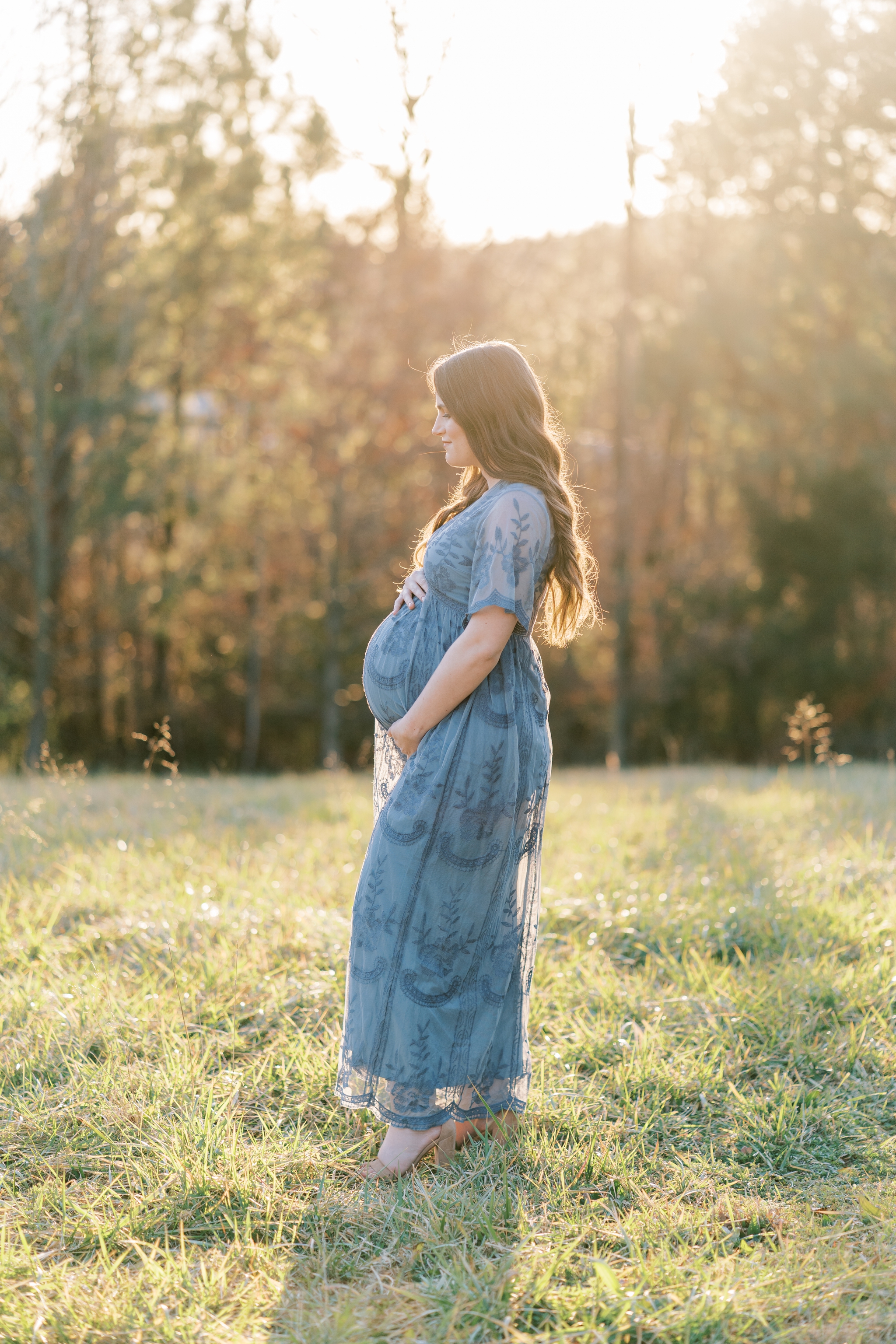 golden backlit maternity photo in north ga