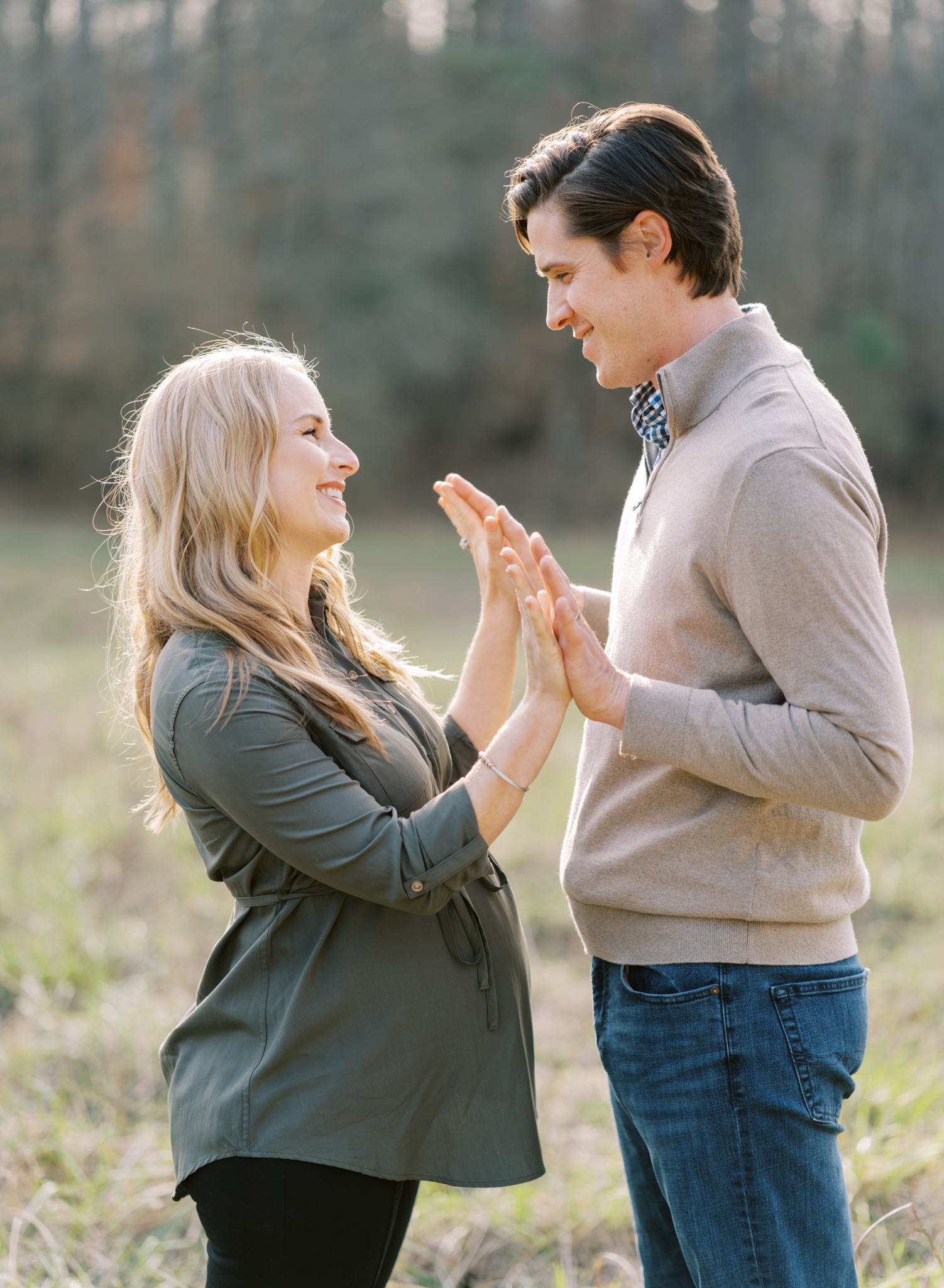 Gorgeous outdoor maternity photos in a North GA field in Cumming.