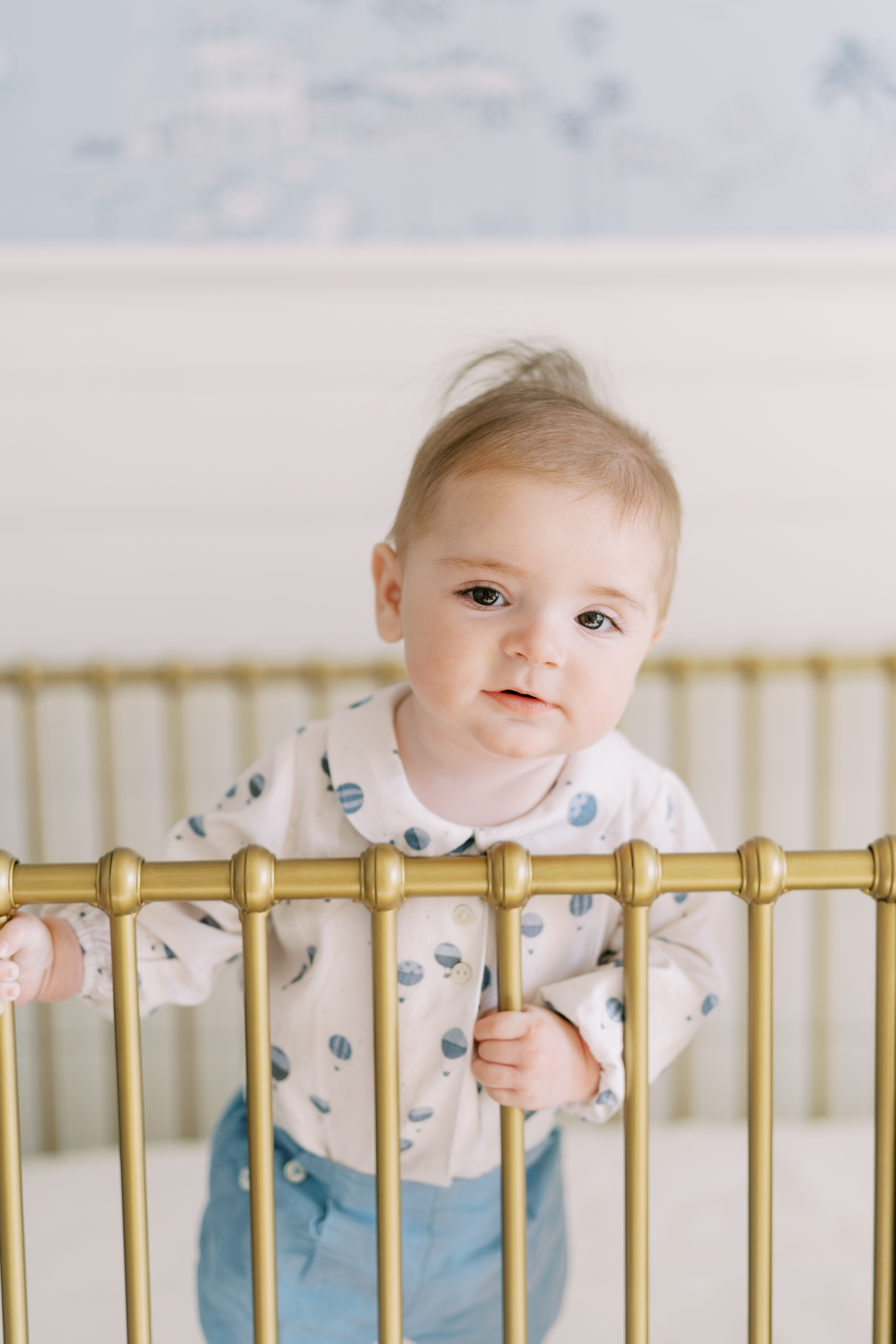 natural baby milestone photos in the nursery, Cumming, GA