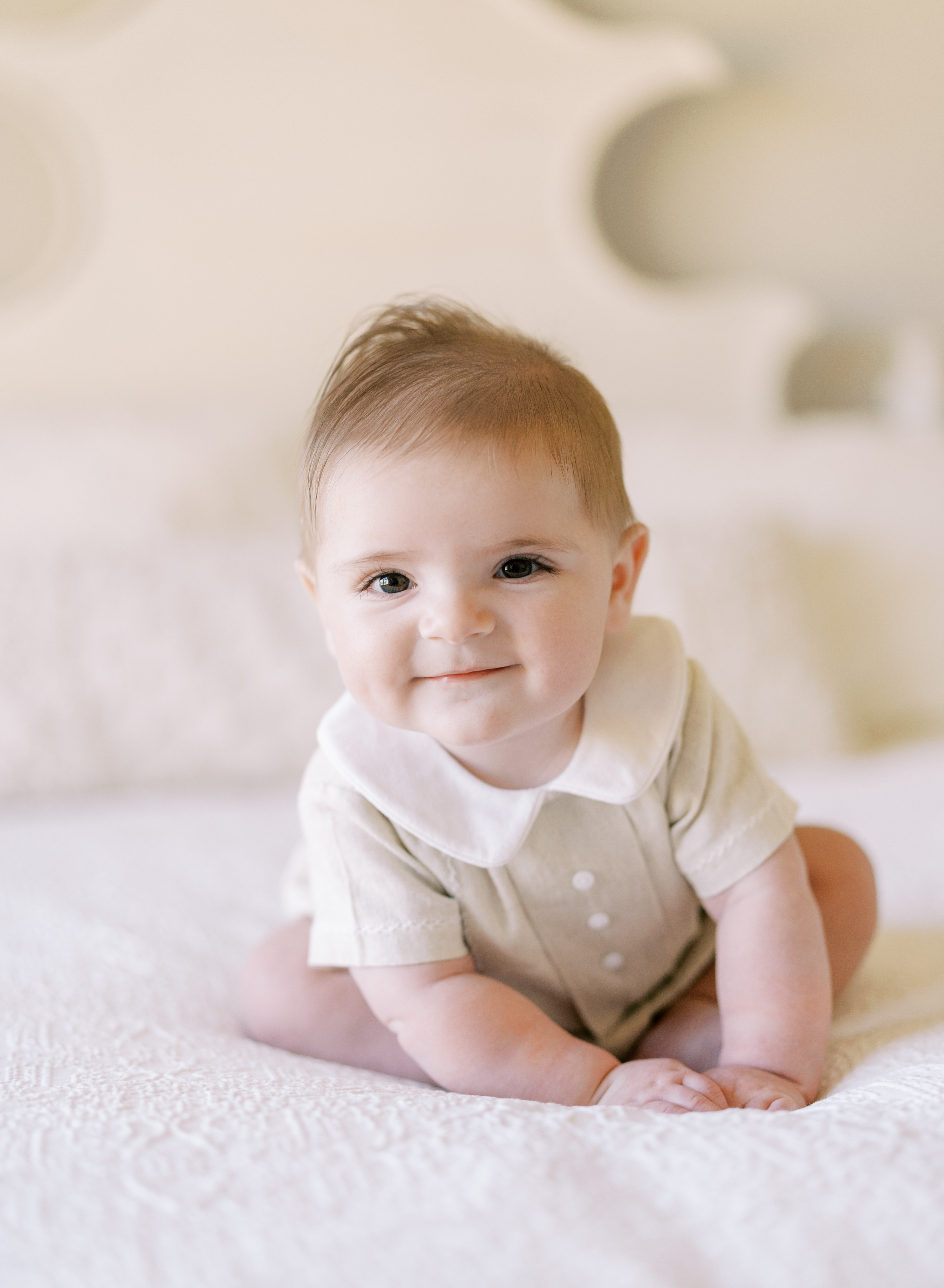 natural baby milestone photos in the nursery, Cumming, GA