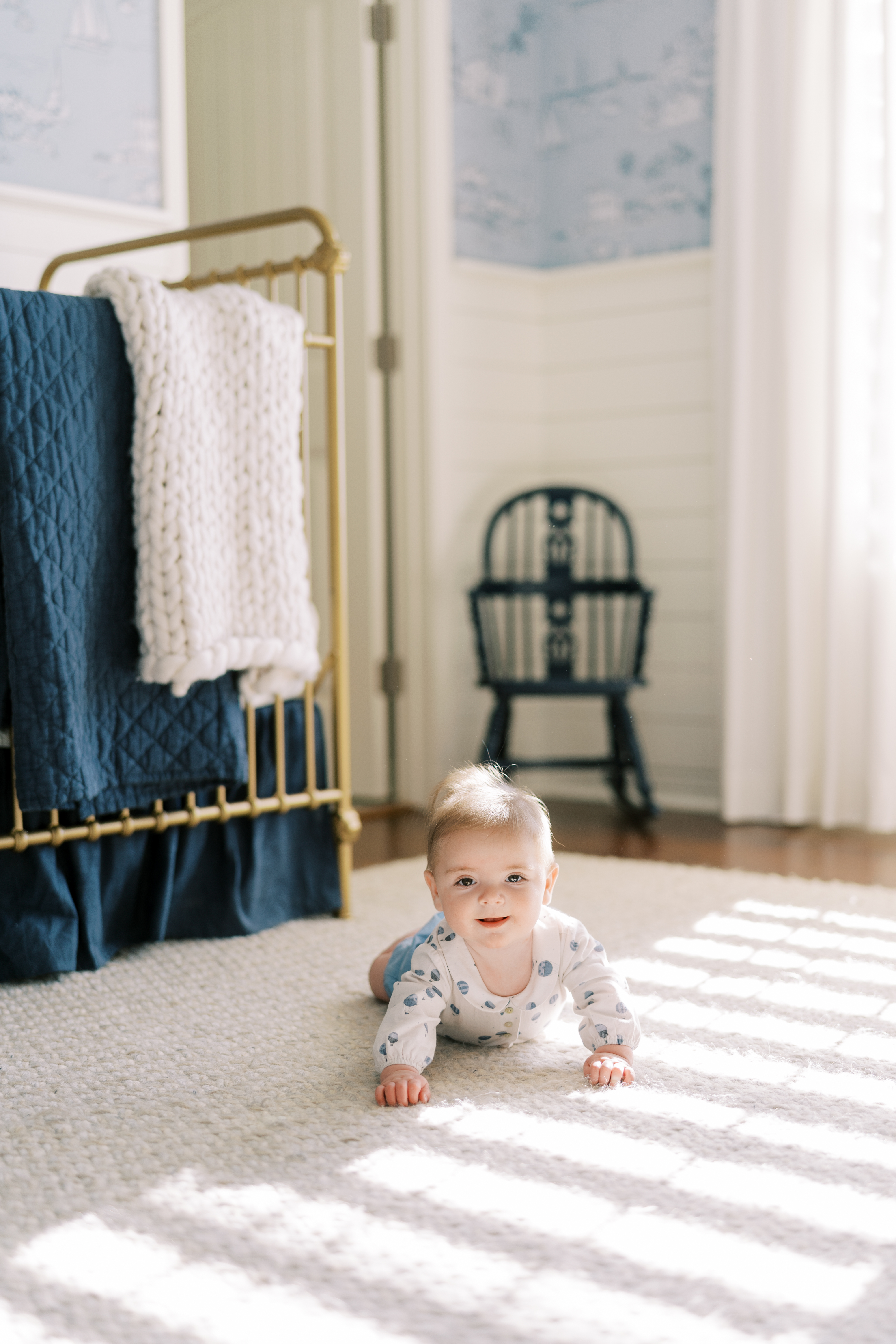 natural baby milestone photos in the nursery, Cumming, GA