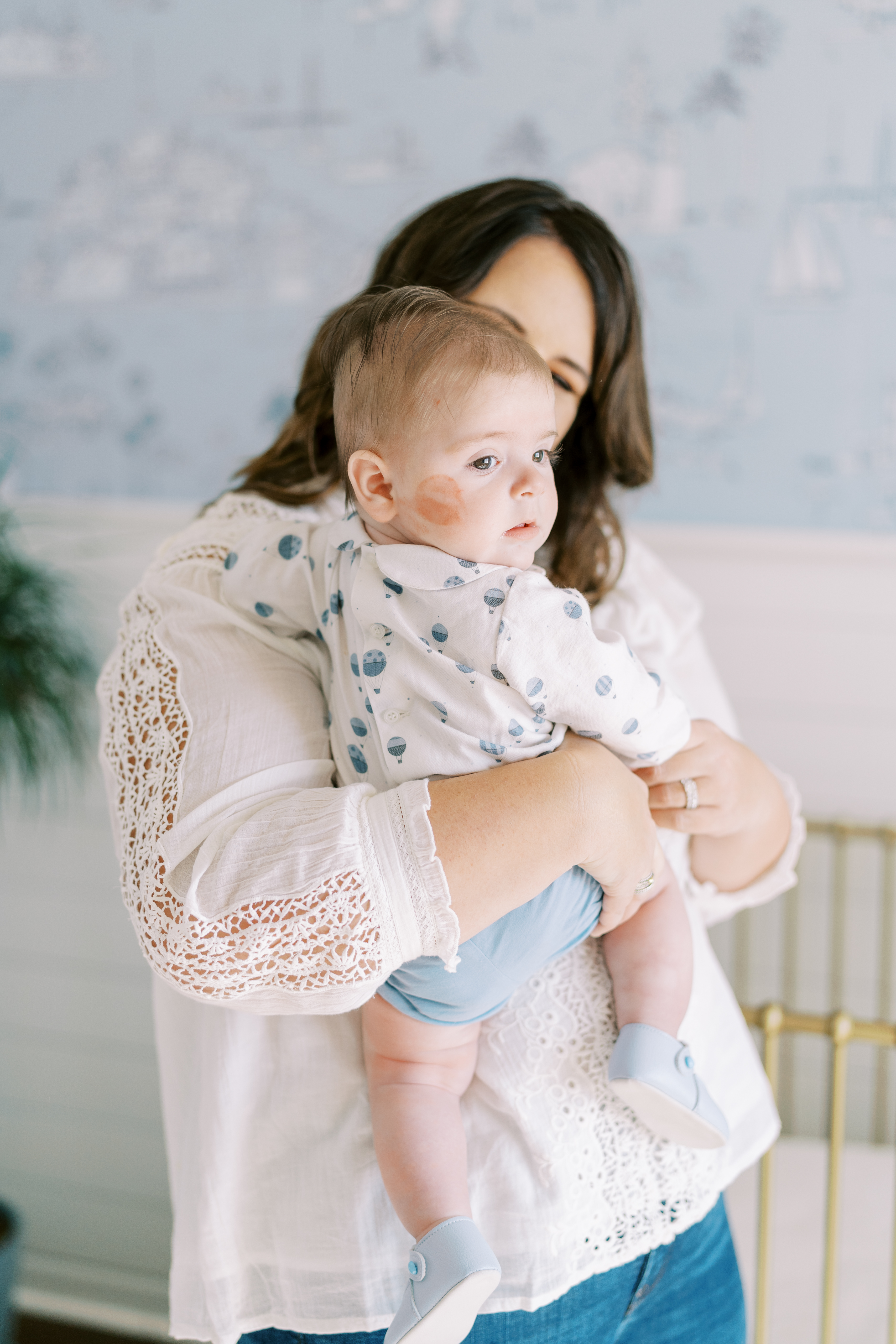 natural baby milestone photos in the nursery, Cumming, GA