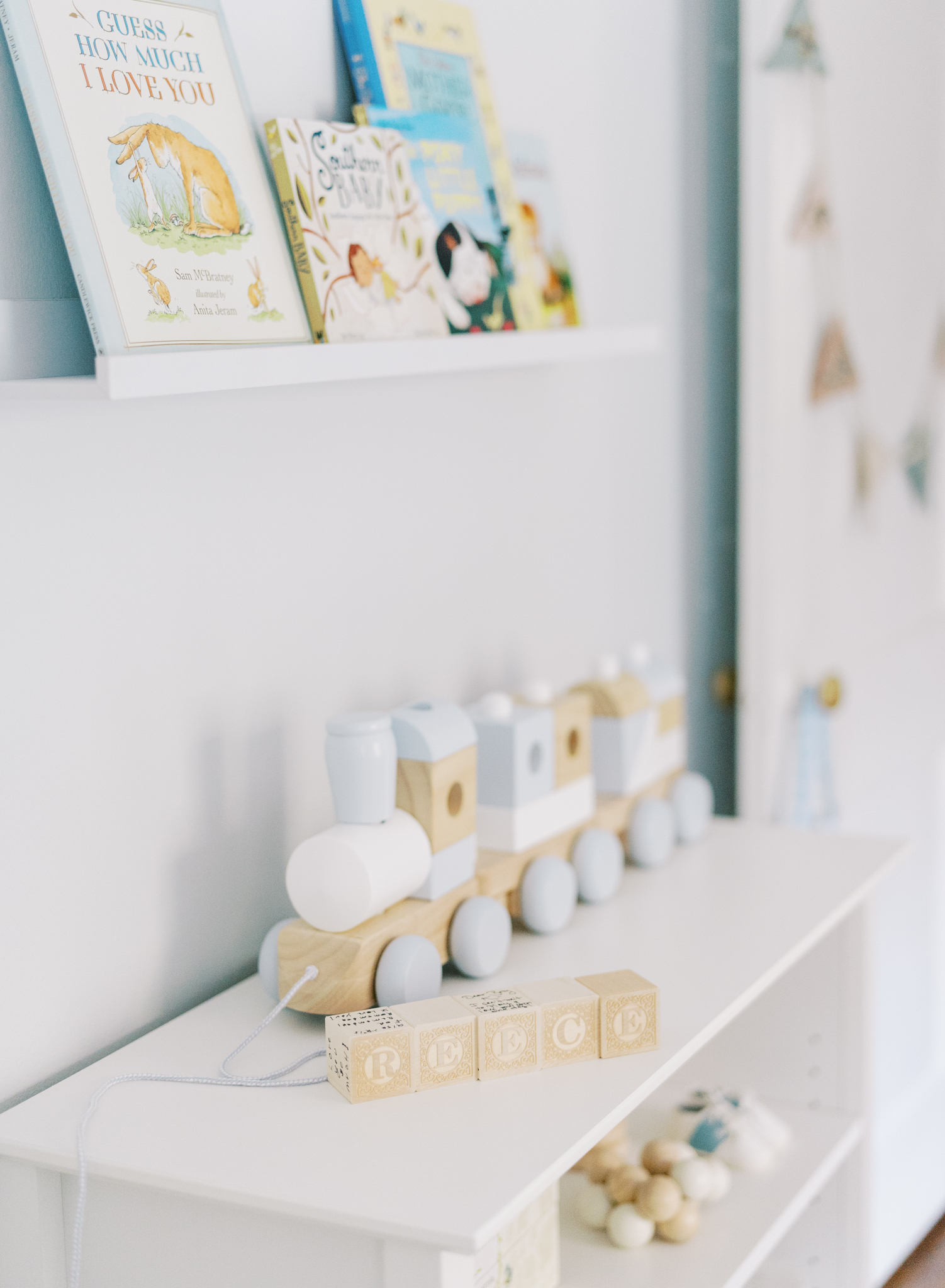 Nursery toys and details in Atlanta home. 