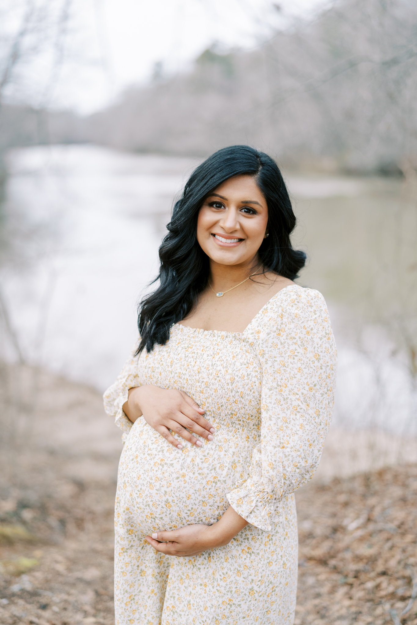 woman posing for natural maternity photos